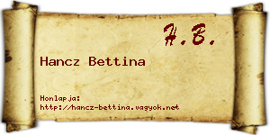Hancz Bettina névjegykártya